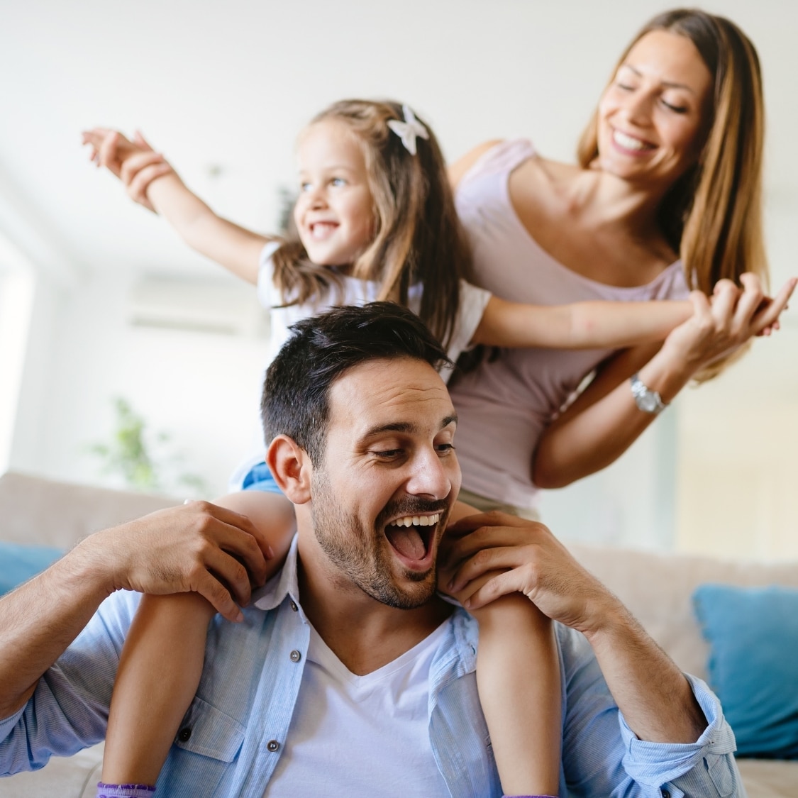 Happy family time while professional cleaning is done